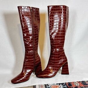 Billini Chocolate Croc Knee High Boots